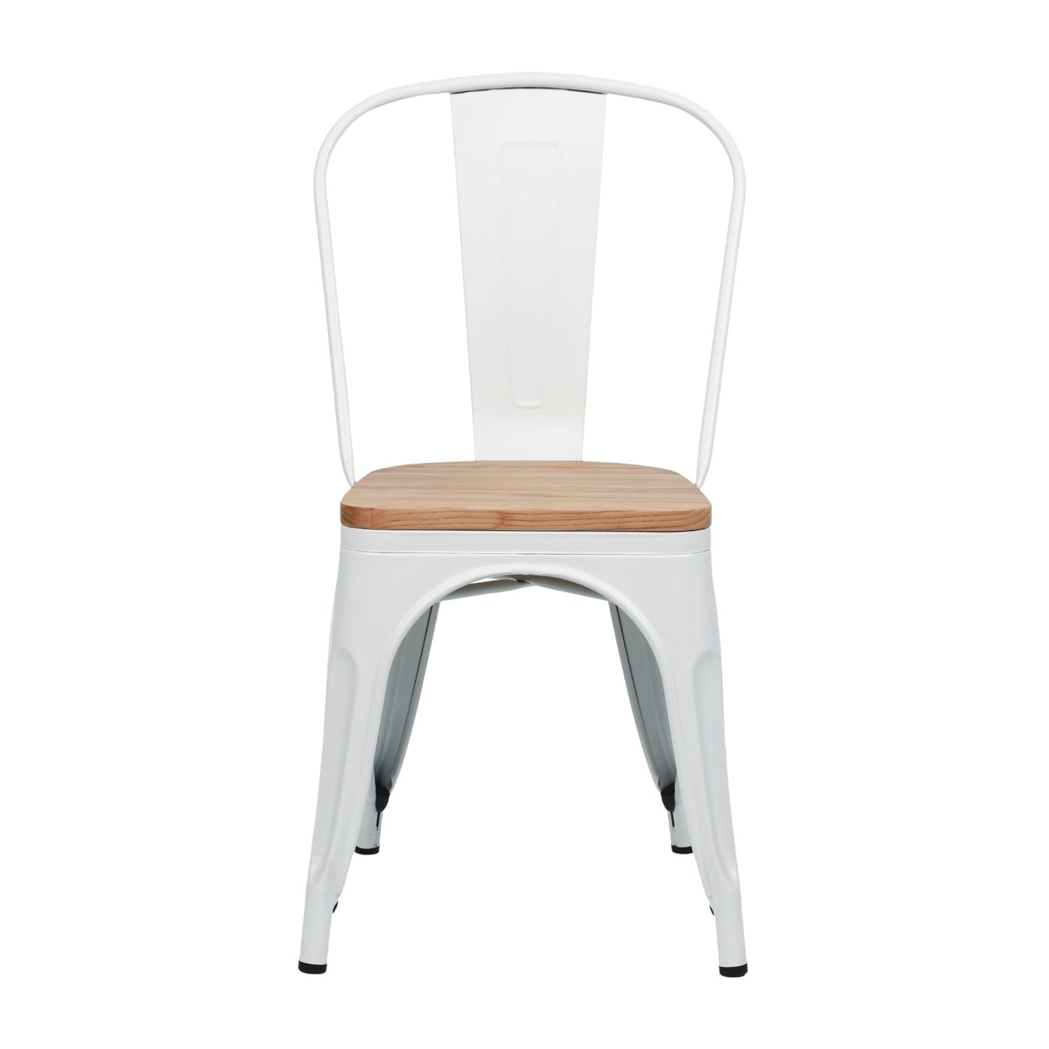 THINIA HOME Pack 4 Sillas Apilables Industriales de Acero y Madera 45x45x85cm