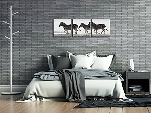 Pyradecor Zebra Canvas Prints Wall Art Black And White Animals Pictures Paintings For Living Room Bedroom Bathroom Home Decorations 3 Piece Modern Stretched And Framed Giclee Horse Artwork #TOP1