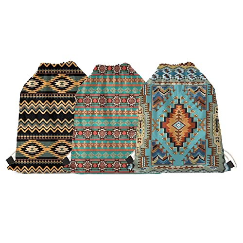 GLENLCWE Retro Indian Antique Stripe Print Drawstring Bags Backpack Sport Gym Ba for Women Men Cinch Bag