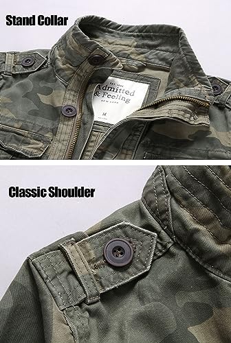 Admitted &Feeling Men's camo Military Jacket Cargo Stand Collar Bomber Jackets Coat4