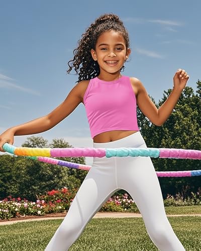 Image of JOCMIC 2 Pack Girls Tank Tops Kids Athletic Tanks Ribbed Knit Cropped Tops
