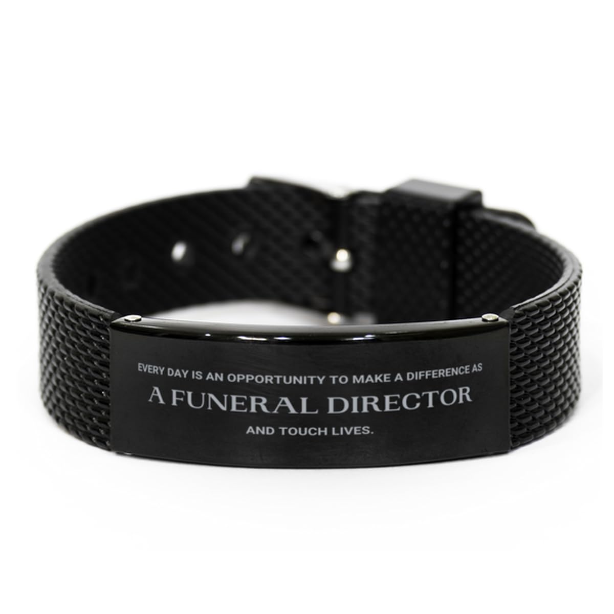 Funeral Director Black Shark Mesh Bracelet, Every day is an opportunity to make a difference, Gifts For Funeral Director, Birthday Holiday Appreciation Present Ideas For Boss, Friends, Coworkers