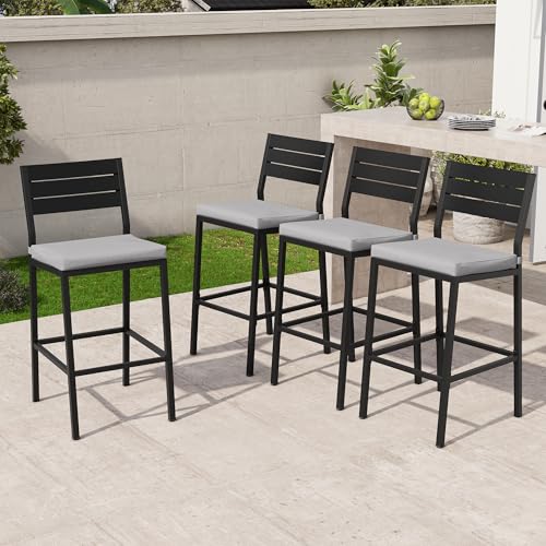 Crestlive Outdoor Bar Stools Set of 4 with Cushions
