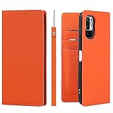 Ｈａｖａｙａ Redmi Note 10T ケース Redmi Note 10 JE ケース xig02 ケース 手帳型 本革 ストラップ Xiaomi au ノート10 JE 耐衝撃 docomo カード収納 SoftBank スタンド機能 レザー -オレンジ