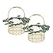 Wnvivi 2Pcs Flower Girl Basket with Eucalyptus Wreath,Gold Lantern Flower Girl Baskets,Metal Basket for Egg Fruit Storage,Rustic Flower Girl Baskets with Handle