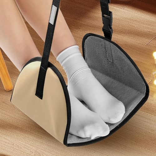 Hammac para pies de avión – Reposapiés de viaje largo con longitud ajustable, soporte para patas de oficina, reposapiés, para oficina en casa, tren de trabajo, pausa para almuerzos - imagen 9