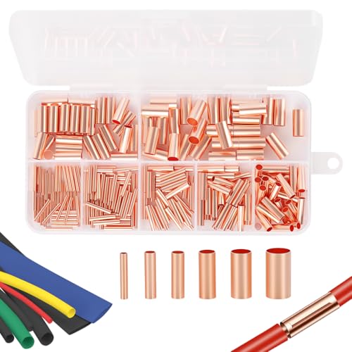 Image of Serplex 250 Pcs Copper Wire Terminal Connectors with Heat Shrink Tubes Multi-Size Wire Terminal Set (1.5-6 mm Dia) for Electrical Wiring, Secure Crimping & Durable Insulation