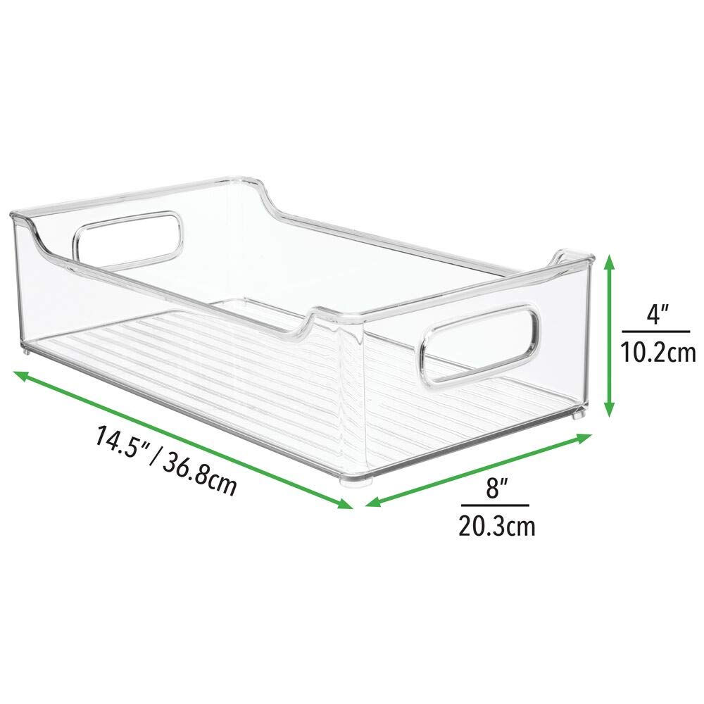 mDesign 4er-Set Ablagebox mit integrierten Griffen – transparente Aufbewahrungsbox mit ansprechendem Design – ideal zur Kosmetikaufbewahrung im Bad – durchsichtig