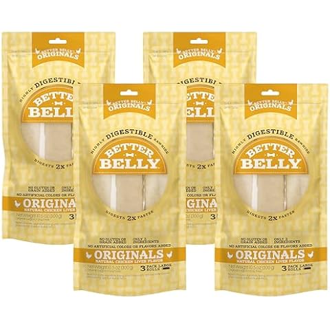 Better Belly Highly Digestible Rawhide Large Roll Chews, 3 Count (Pack of 4) Cover