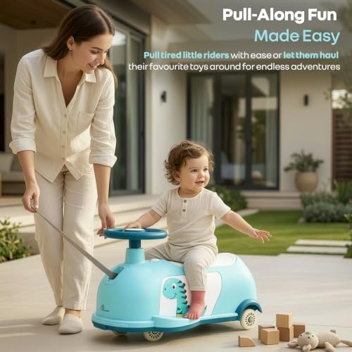 Image of R for Rabbit Iya Iya Poppy Swing Car for Kids, 3 in 1 Baby Push Ride-On & Pull Along Car | ABEC7 Bearing Smooth Wheels with Storage Seat | Ideal for 2+ Years Boys & Girls, Upto 50 Kgs (Lake Blue)