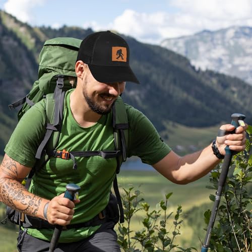 Image of Mens Hat Snapback Trucker Hats Outdoor Gifts for Men Dad Husband Father's Day Leather Pattern Baseball Cap