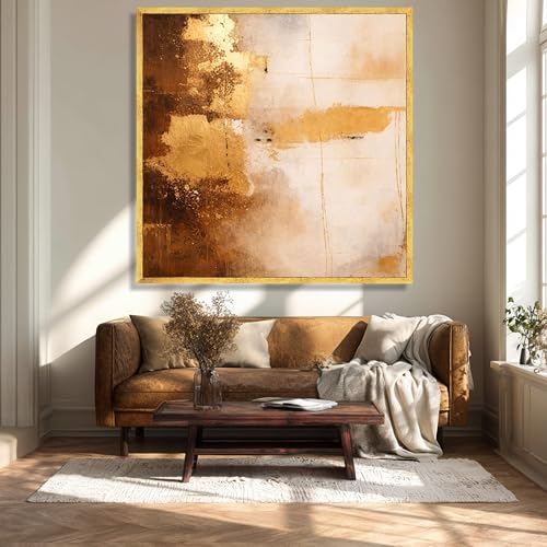 Toile abstraite dorée pour salon moderne tableau chic 50x50 - 3
