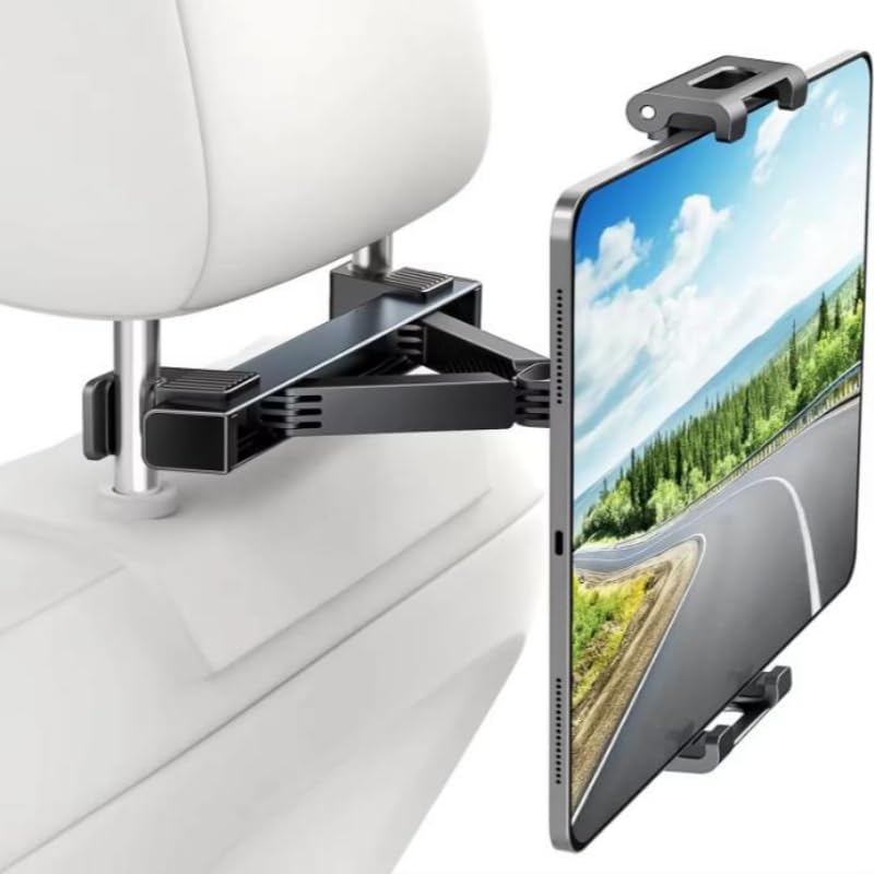 Samochodowy uchwyt na zagłówek do tabletów i smartfonów, uchwyt samochodowy na tylne siedzenie, tablet, uchwyt na telefon komórkowy, obracany o 360°, regulowany samochód, niezbędny do podróży