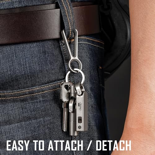 Image of KeyUnity KM01 Titanium EDC Keychain Clip with Bottle Opener, Quick Release Carabiner Key Ring Holder for Men