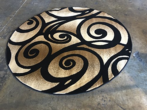 Bellagio Modern Round Contemporary Area Rug Black Carpet King Design 341 (5 Feet 3 Inch X5 Feet 3 Inch ) #TOP5