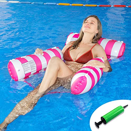 ducha solar Unipampa Hamaca Flotante, Hamaca de Agua Flotante Colchoneta Piscina Hinchable, 4 en 1 Hinchables para Piscina, Piscina Tumbona Hamaca Inflable de Agua, Cama Flotante de Agua, con Bomba de Aire