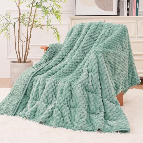 Fleece Sherpa Weighted Blanket for Adults, Ultra Soft Fuzzy, 48"x72" 15lbs