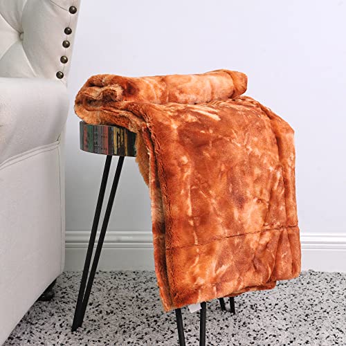 Bytide Plush Fluffy Luxury Tie Dye Faux Fur Throw Blankets, Double Sides Marble Pattern, Soft Warm Comfy Fuzzy Snuggly Throw For Couch Sofa Chair Bed Cover, 50 X 60 In, Orange #TOP1
