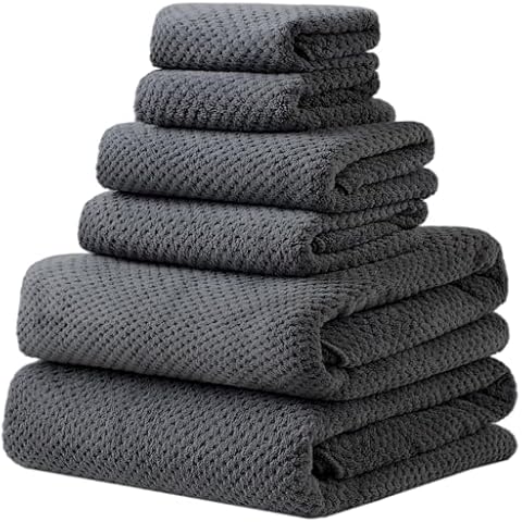 HVMS Extra Large Bath Towels Set for Bathroom 30x60 Inches Super Soft Light Weight Quick Dry Microfiber Shower Towels (6 Piece, Charcoal) Cover