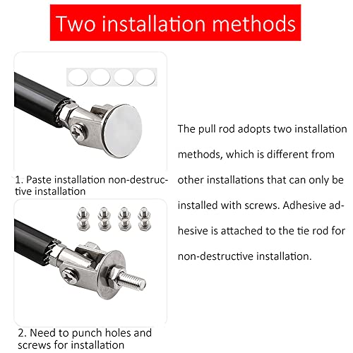 2Pcs Front Bumper Lip Splitter Strut Rod Tie Bars Support Rod Adjustable Compatible With Most Vehicles 2 Ways Installation Sticky And Screws #TOP2