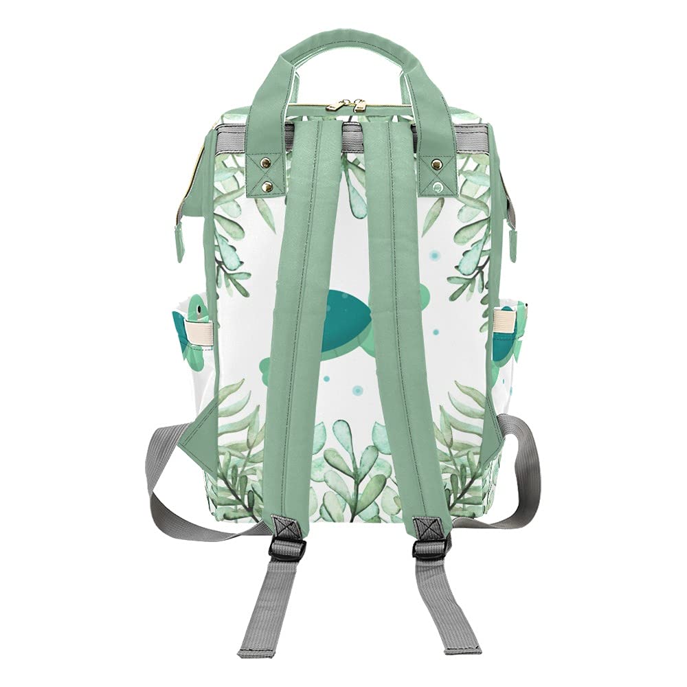 Grandkli Sea Turtle Personalized Diaper Bag Multi-Function Backpack Nappy Bag Travel DayPack for Unisex, One Size