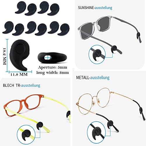 AKOAK 20 peças (10 pares) de óculos de silicone reservados, gancho de orelha antiderrapante/elástico