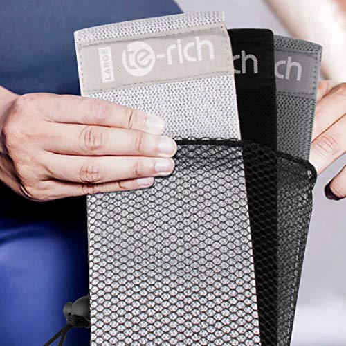 Te-Rich Fabric Resistance Loop Exercise Bands, Cloth Booty Training Bands, Heavy/Non-Slip/Thick Wide Fitness Elastic Circle Band for Legs and Butt/Squat/Glute/Hip/Thigh, Gym Workout Band for Women/Men - Thumbnail 7