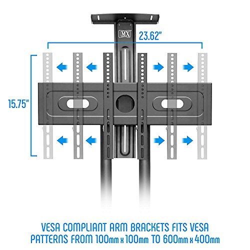 Image of MX Heavy Duty TV Wall Mount Stand for 32-65 inches LED /LCD /Monitor Screen's Full Motion 180 Rotatable Universal Wall Mount Bracket (Mobile TV Cart Floor Stand with Locking Wheels, 32 inch-65 inch)