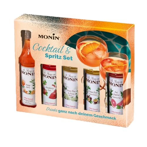 Monin Sirup Set Cocktail, Spritz & Aperitif 5×5 cl | Erdbeere, Pink Grapefruit, Orange Spritz,...