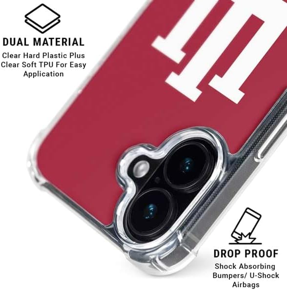 Skinit Clear Phone Case Compatible with iPhone 16 - Officially Licensed Indiana University IU Logo Design