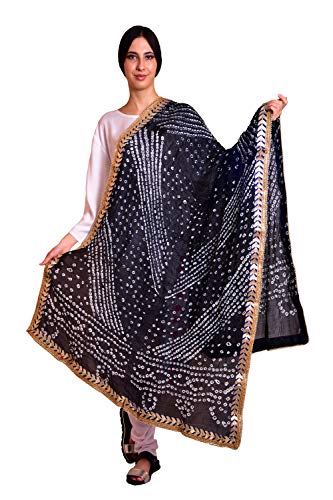 eloria Women's Tafeta Silk Embellished Dupatta Bandhani Bandhej Jaipuri Rajasthani Dupatta