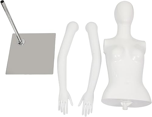 Miniatura 9 de 2 piezas de maniquí femenino blanco Torso altura ajustable brazos desmontables vestido forma pantalla wsoporte de metal
