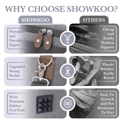 SHOWKOO Duffle Bag for Travel 60L Expandable Canvas Travel Bag Durable Vintage Weekender Overnight Carry On Bag for Men(Dark Gray)4