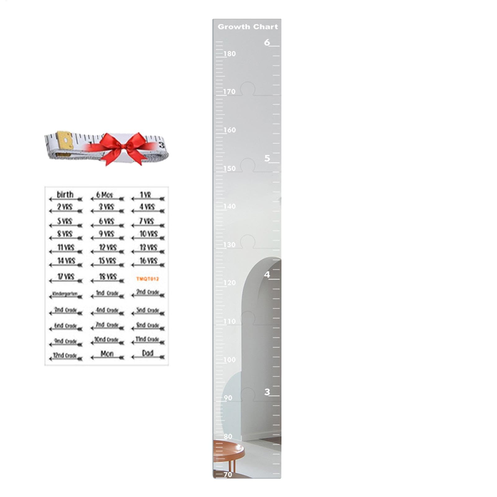 Toise pour enfant avec miroir de mesure mural fin et incassable