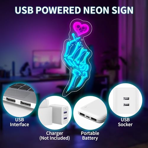 Image of Love Hands LED Neon Sign USB Powered for Wall Decor, Love Neon Night Light Sign Dimmable for Room Party Decor Valentine's Day Birthday Gifts