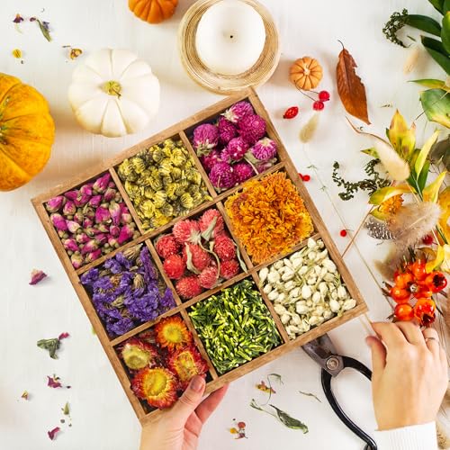 Image of [Latest] 40 Pack Dried Flowers for Candle Making, 100% Natural Dried Herbs Kit for Soap Making, Bath, Resin Jewelry Making, Bulk Dried Flowers Include Lavender, Rose Petals, Rosebuds, Leaves, Lemon.