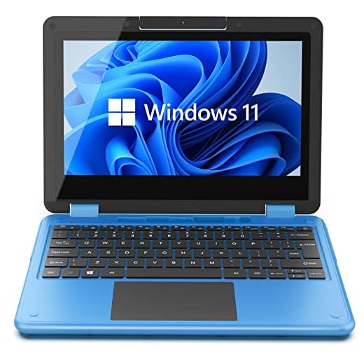 AWOW Laptop com tela sensível ao toque, 2 em 1 11,6 polegadas FHD Intel 4 Core Celeron N4120, processador Windows 11 Home 6 GB RAM 128 GB M.2 SSD armazenamento crianças conversível laptop (azul)