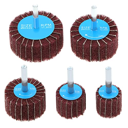 Be In Your Mind 5 Uds. Grano grueso Interleaf Flap lijado ruedas Pad 120 Grit 6mm vástago disco de lijado de fibra de nylon almohadilla abrasiva para herramienta rotativa 25/30/40/50/60mm rojo