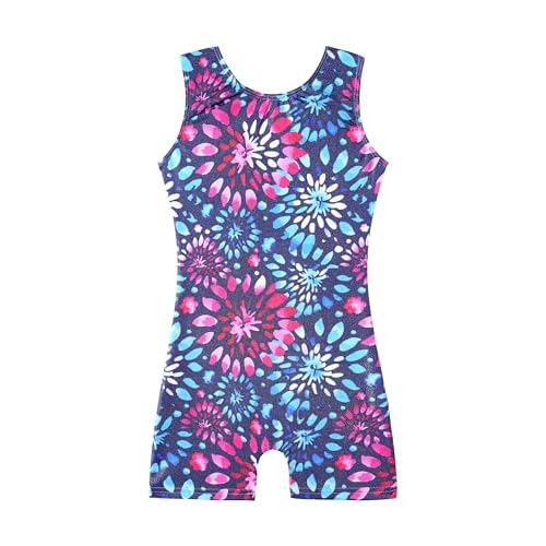 HOZIY Gymnastics Leotards for Girls Unicorn Aurora Rainbow Mermaid Dinosaur Cupcake Sparkle Biketard Toddlers Kids Children 7-8 Years Firework