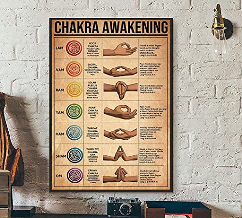 Eeypy Chakra Awakening Yoga Logo, Yoga Guide, Meditation Poster, Yoga Practice, Vintage Wall Decoration Tin Sign Metal Sign Metal Tin Sign/Metal Plaque Metal Aluminum Tin Sign