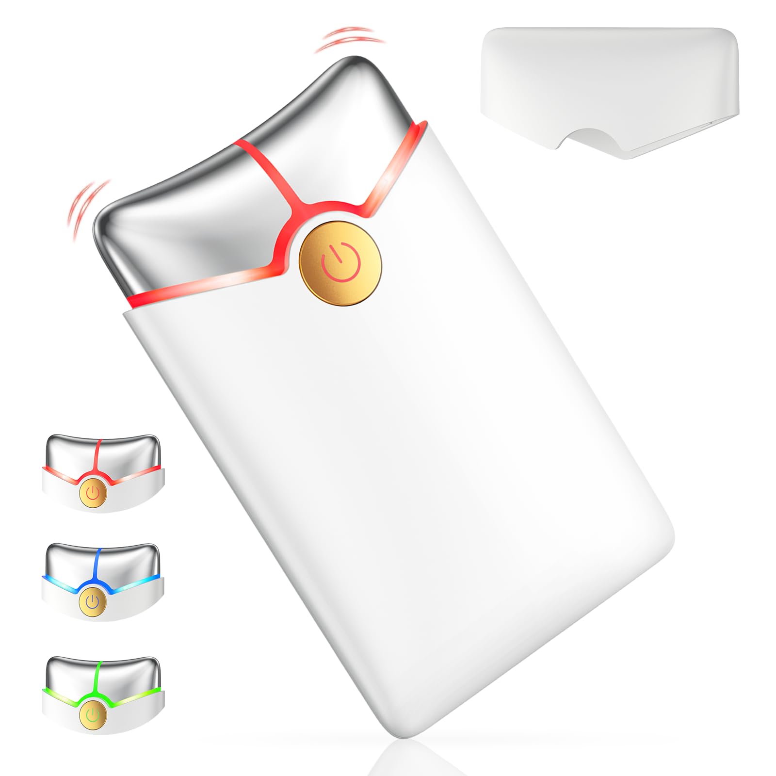 Profey Gua Sha Viso Strumento, Massaggiatore Visocon vibrazione e riscaldamento, 3 Colori di Luce Massaggiatore Viso Lifting, Massaggiatore Viso Antirughe Antietà
