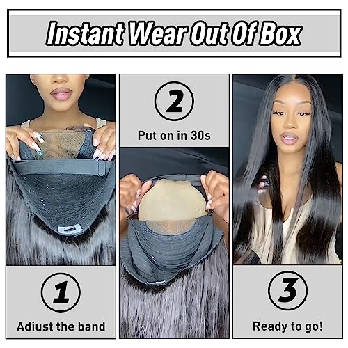 Image of Wear and Go Kinky Curly Glueless Wig Human Hair, 6x4 Pre-Cut HD Lace Front Glueless Wigs Pre-Plucked, Transparent Lace Closure Wigs 200% Density 30 inch