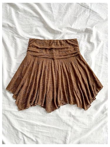 Milumia Women's Asymmetrical Hem Ruffle Ruched Mini Skirt High Waisted Flowy A Line Skirts2