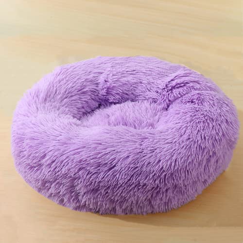 rngcpto Katzenbett Flauschig, Hundekissen Flauschig, Hundebett Plüsch Rund Katzenbett Hundekissen Katzenkissen Hundekörbchen Donut Waschbar (40cm, Lila)