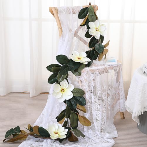 Jutom 6.6 FT Artificial Magnolia Garland, Spring...