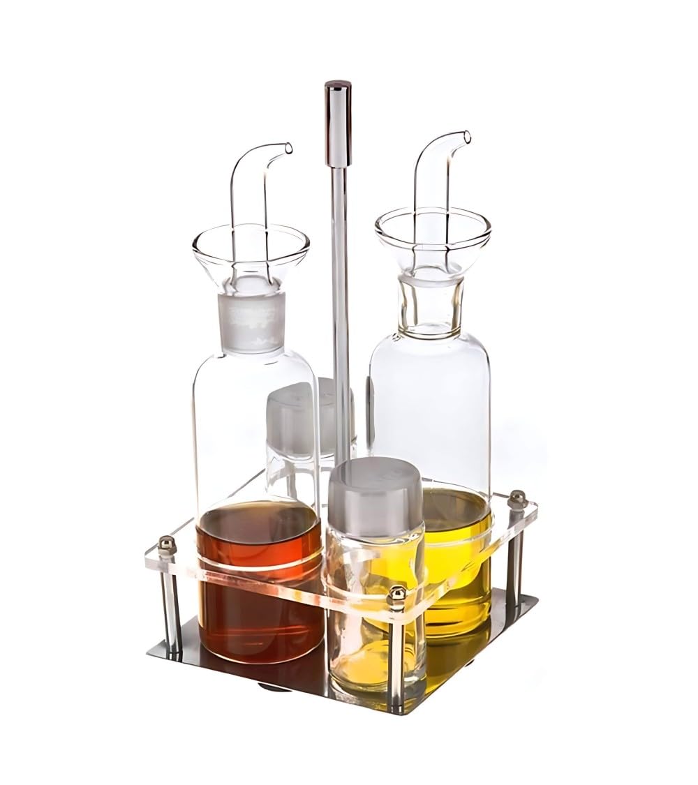 DAMDAM GO Juego Aceitera de Vidrio Antigoteo 4 Pzas En Caja