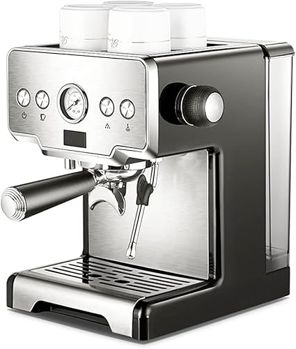 IEASE kfj - Máquina de expreso máquina de café de acero inoxidable semiautomática tipo bomba de capuchino para el hogar