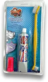 Kit Bucal para Cães e Gato, Dedeira para escovação bucal + Escova de dentes + Creme dental Tutti Frutti 90g, Kit Anti-tártaro