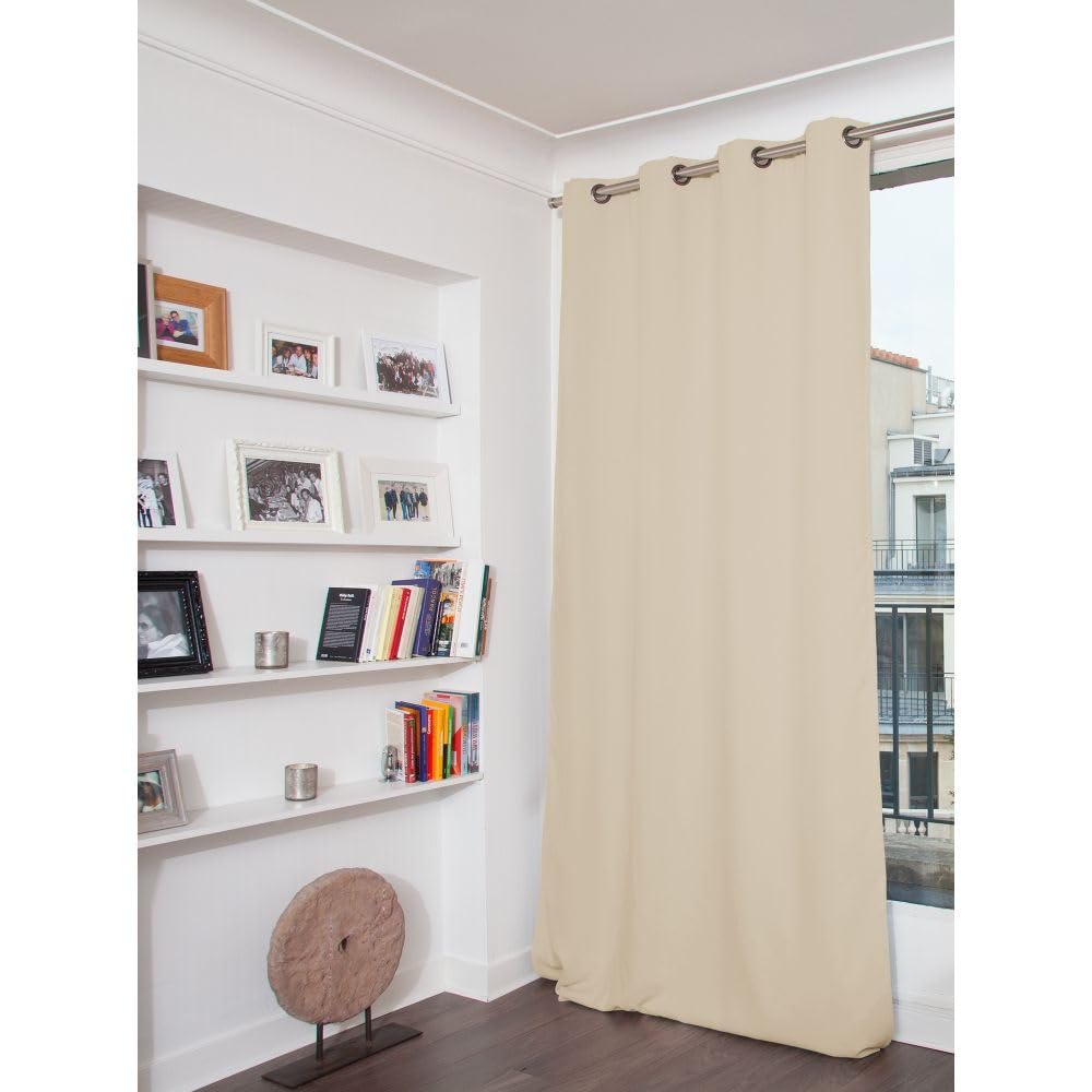 Moondream DecibelControl™ Akustikvorhang 3in1 | Lärmschutz | Thermoisolierung Winter+Sommer | 100% Verdunkelung | Patentierte Technologie | EU | Samt | Ösen | Beige MC15 | 130B x 260H cm