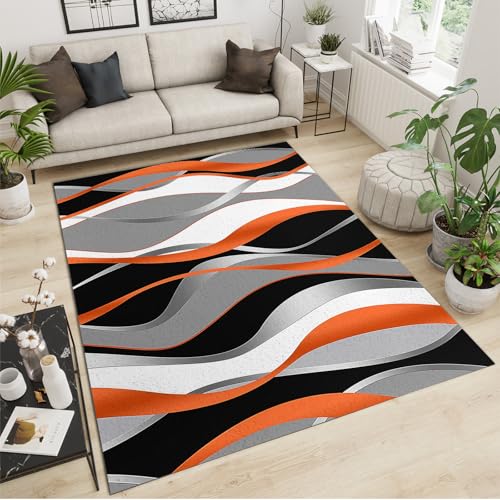 Tapete decorativo rectangular 2x3 ft naranja lavable miniatura 2